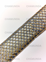 Grey Sequins Lace Border
