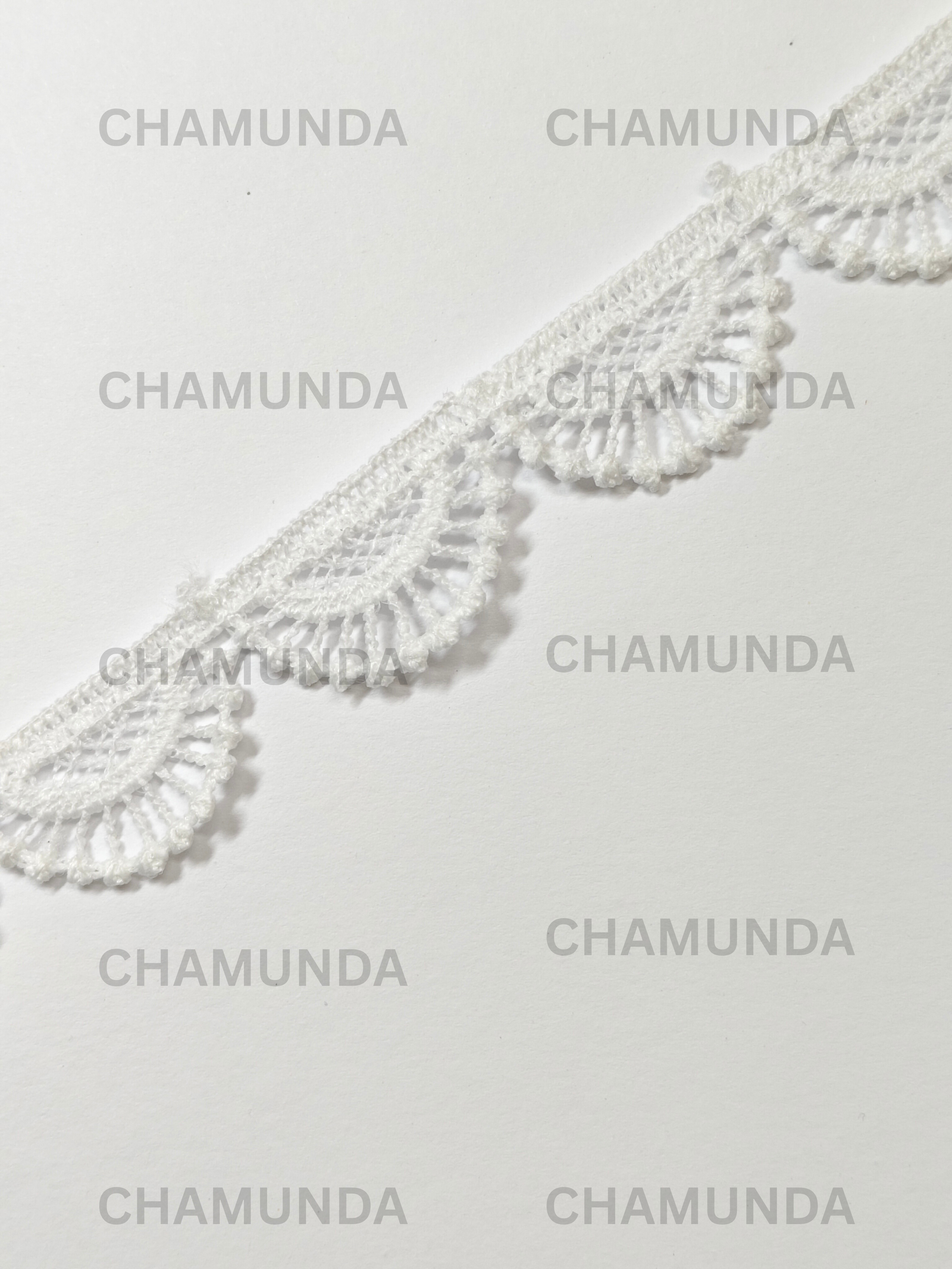 White Scalloped Polyester GPO Lace Trim