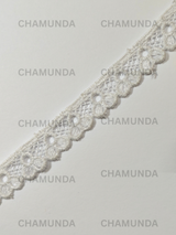White circular mesh flower pattern GPO Lace Trim