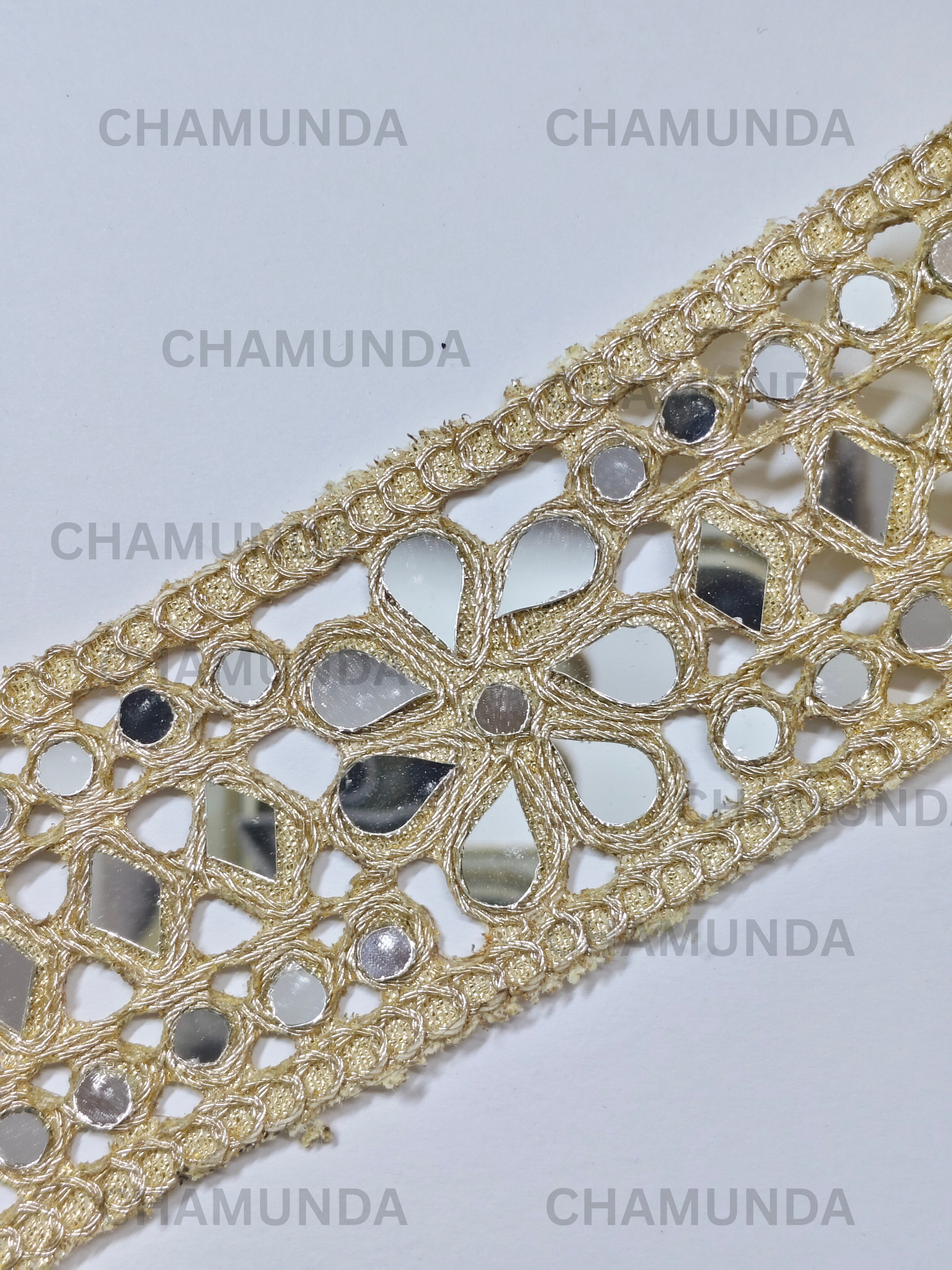 Mirror Work Embroidered Lace Border