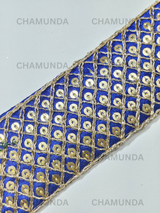 Blue Sequins Lace Border