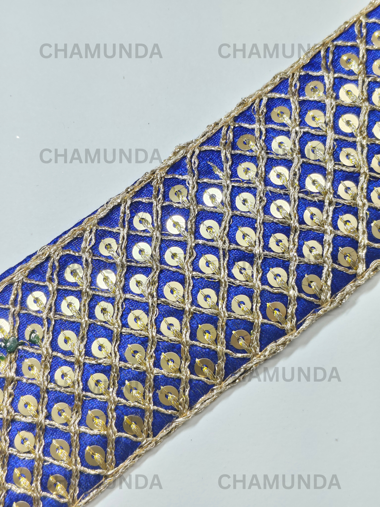 Blue Sequins Lace Border