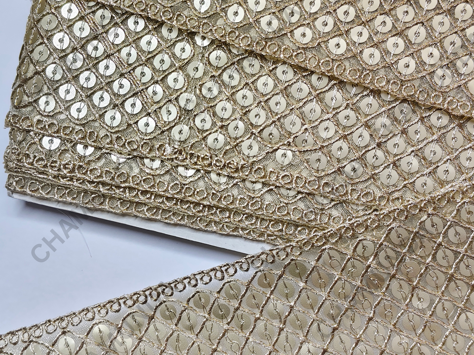 Gold Sequins Lace Border