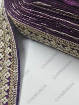 Purple Embroidered Lace Border Trim | 2 Inch Width | Decorative Fabric Lace
