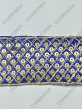 Blue Sequins Lace Border