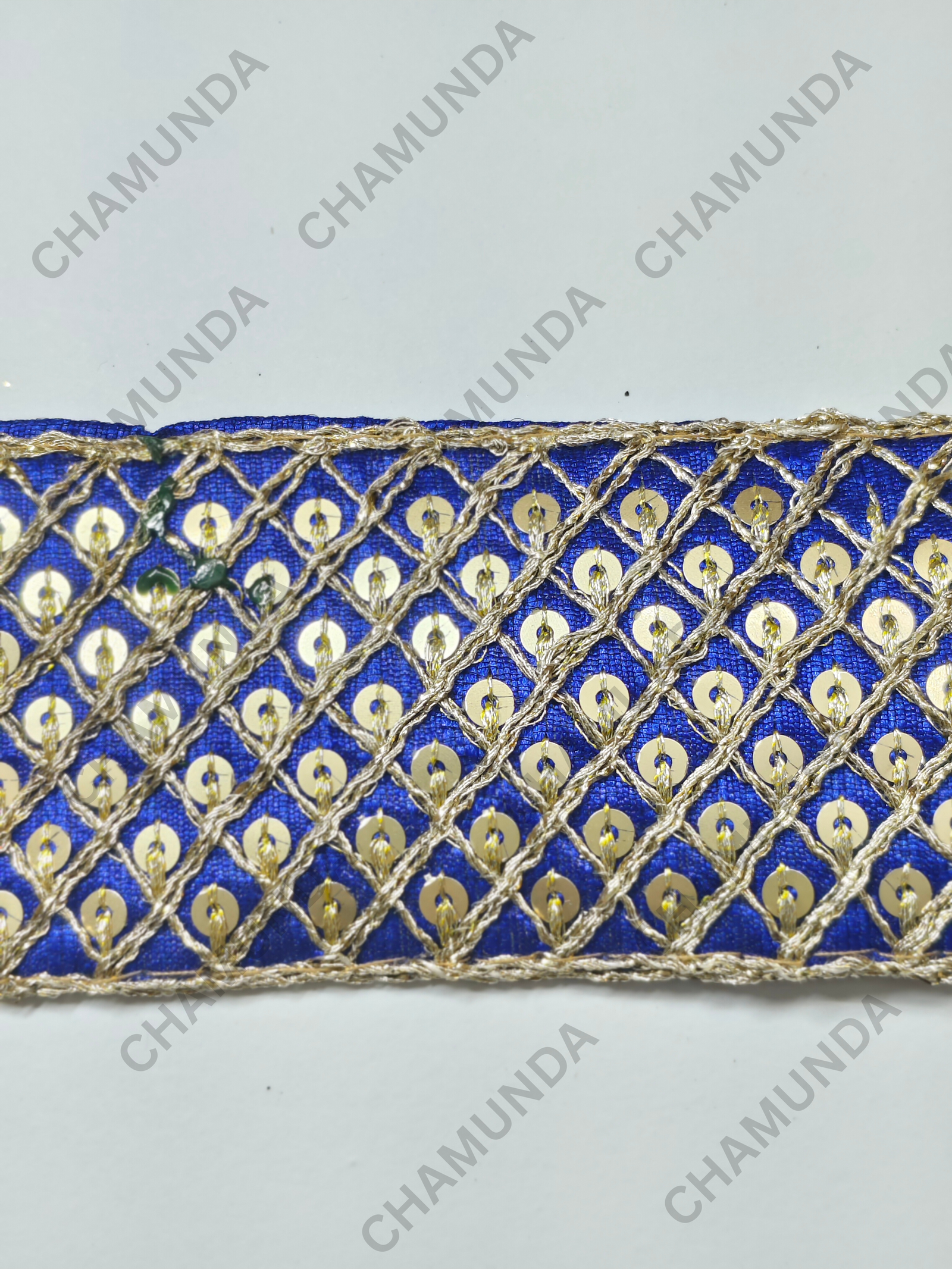 Blue Sequins Lace Border