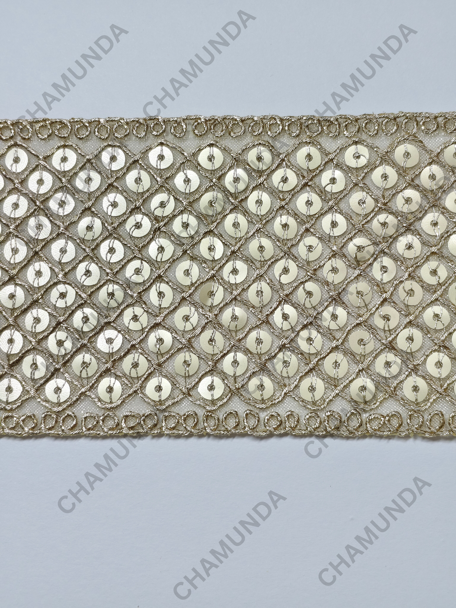 Gold Sequins Lace Border