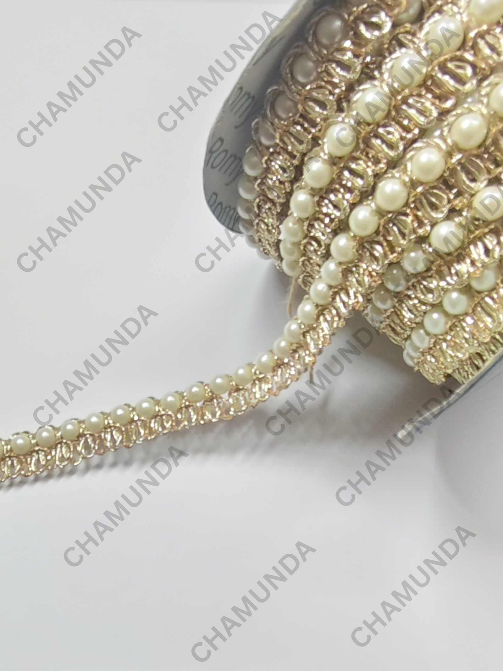 Pearl Lace Trim | Gold Border | Designer