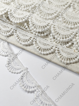 White Scalloped Polyester GPO Lace Trim
