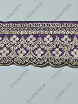 Purple Embroidered Lace Border Trim | 2 Inch Width | Decorative Fabric Lace