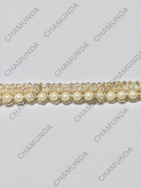 Pearl Lace Trim | Gold Border | Designer
