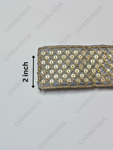 Grey Sequins Lace Border