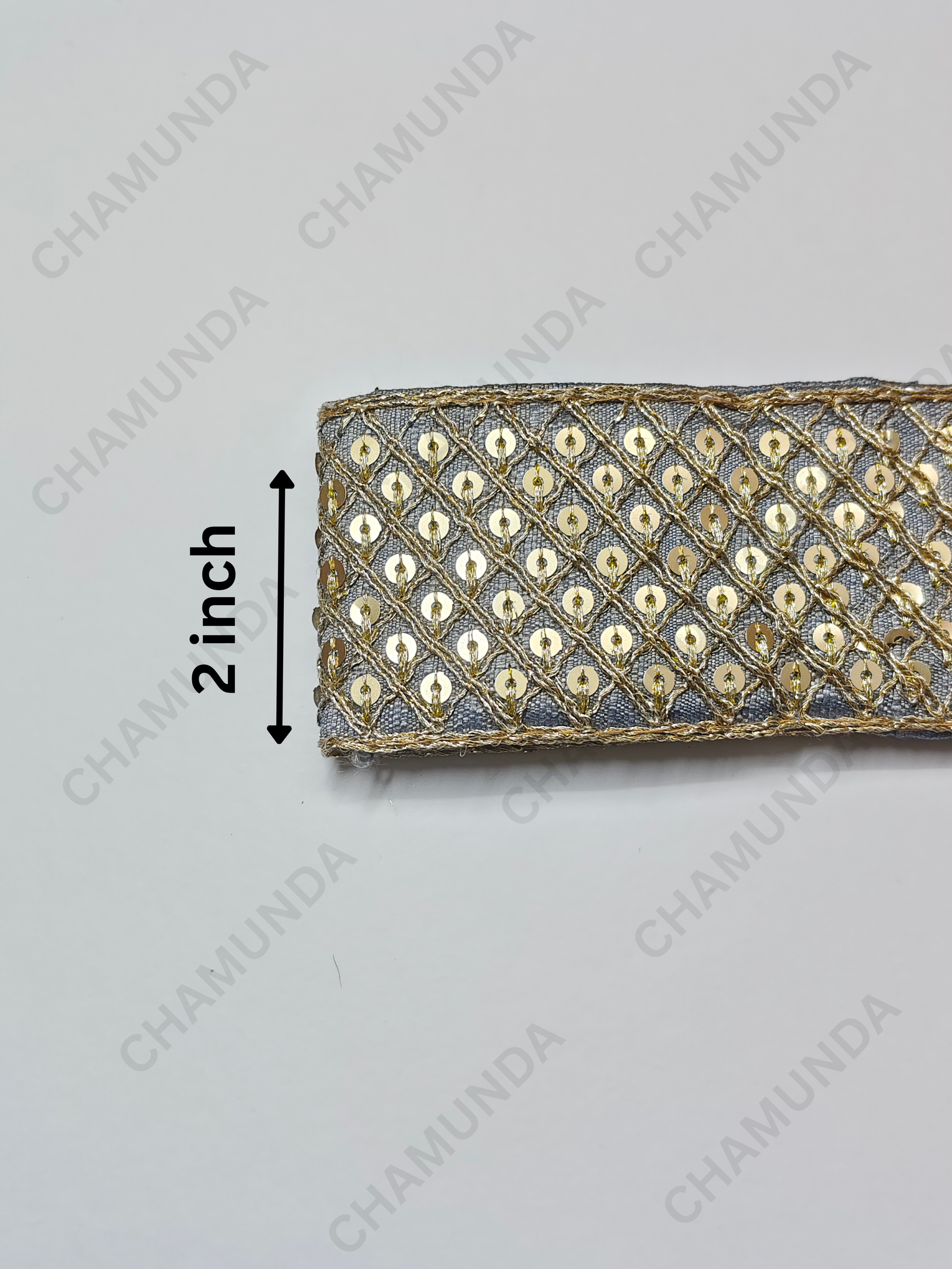 Grey Sequins Lace Border