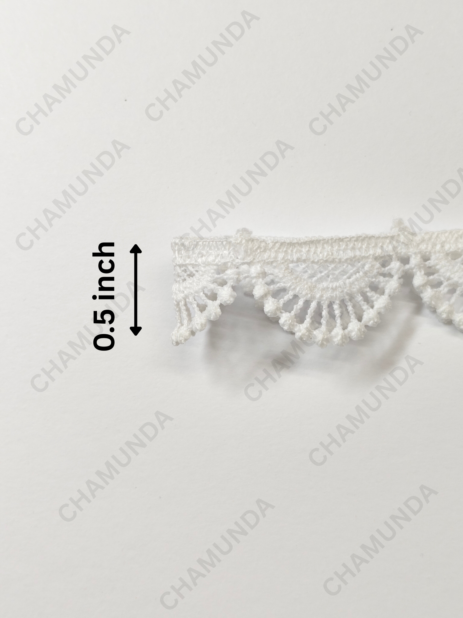 White Scalloped Polyester GPO Lace Trim