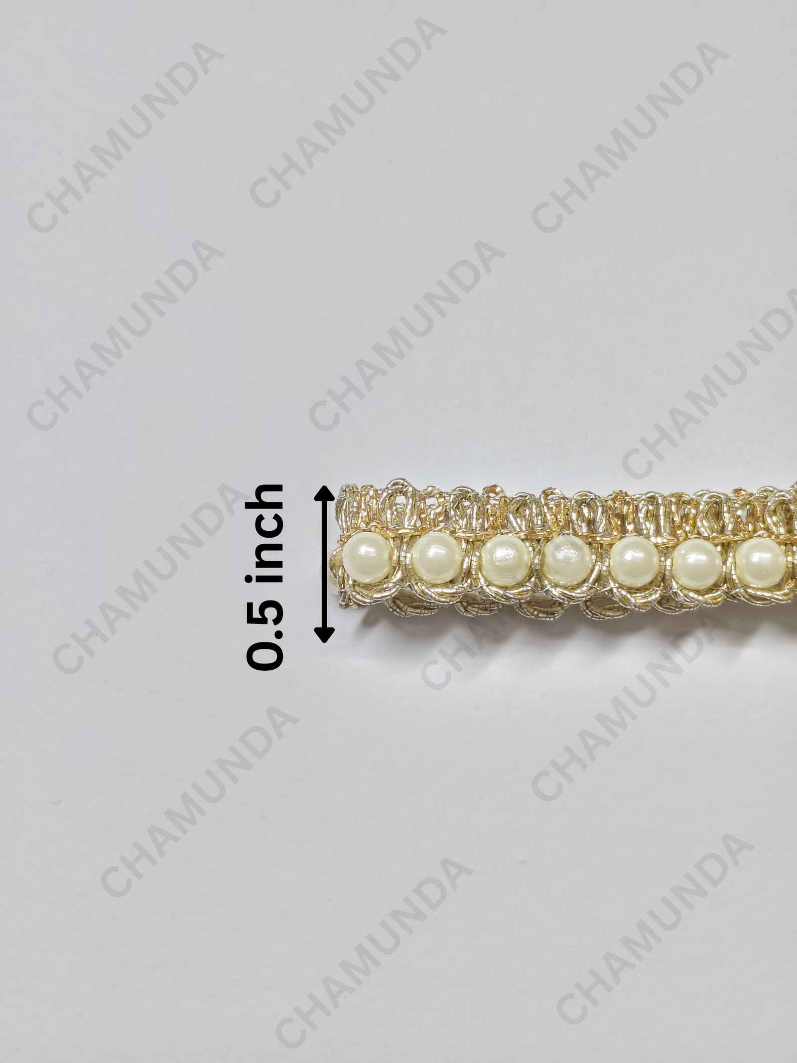 Pearl Lace Trim | Gold Border | Designer