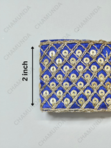 Blue Sequins Lace Border
