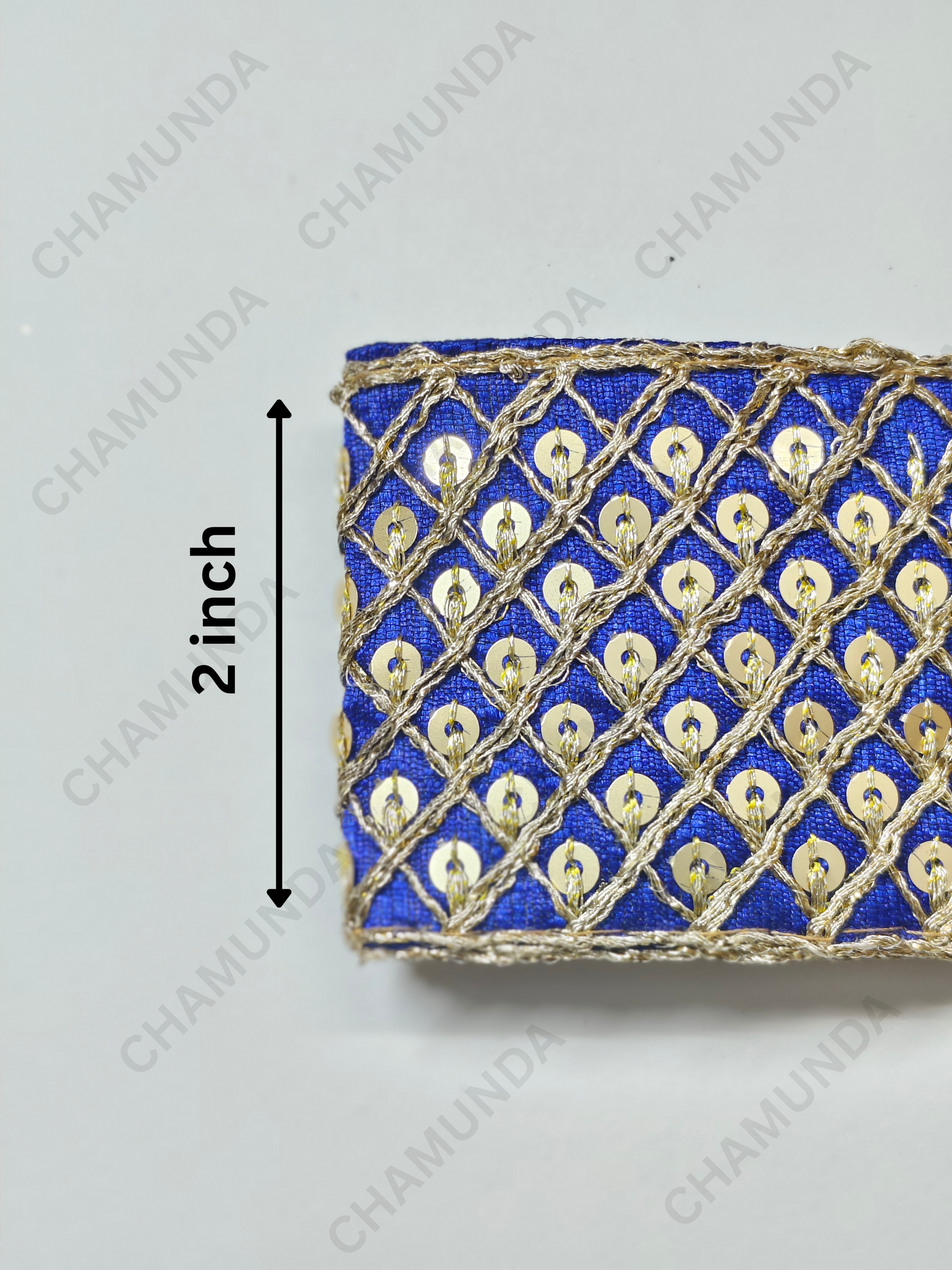 Blue Sequins Lace Border